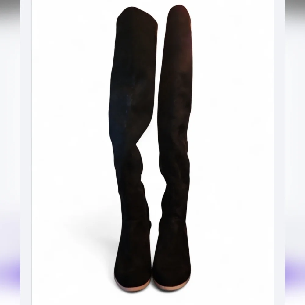 Altar'd State Over The Knee Boots Black Faux Suede Pull On Inside Zipper Size 7